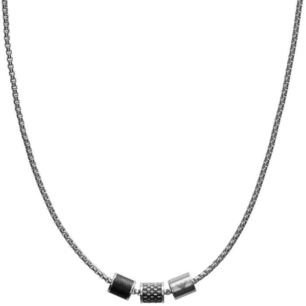 Halsband - Emporio Armani - EGS2383020 - Rostfritt stål - Svart läder - Längd 50 cm
