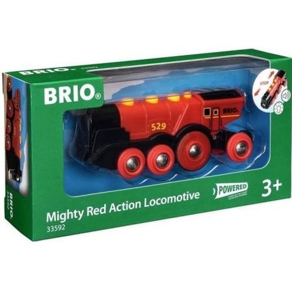 BRIO kraftfullt rött batteridrivet lokomotiv - tågkrets i trä - Ravensburger - från 3 år och uppåt - 33592
