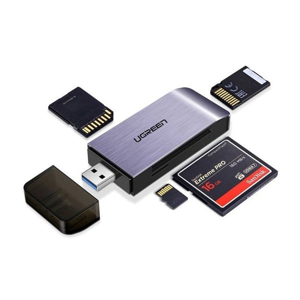 USB 3.0 Kortläsare - UGREEN - SD Micro SD TF MS CF Adapter - Aluminium - Grå