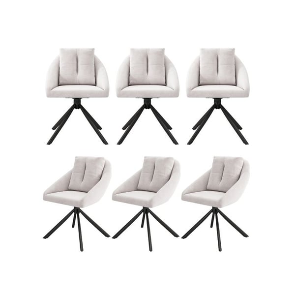 Moderna matstolar - MUVOE - Nutida modell - Beige sammetstyg - Metallram - Set om 6