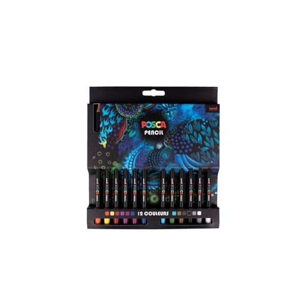 Färgpennor - POSCA - PENNA - Set om 12 - Multisupport - Ultra-resistent spets