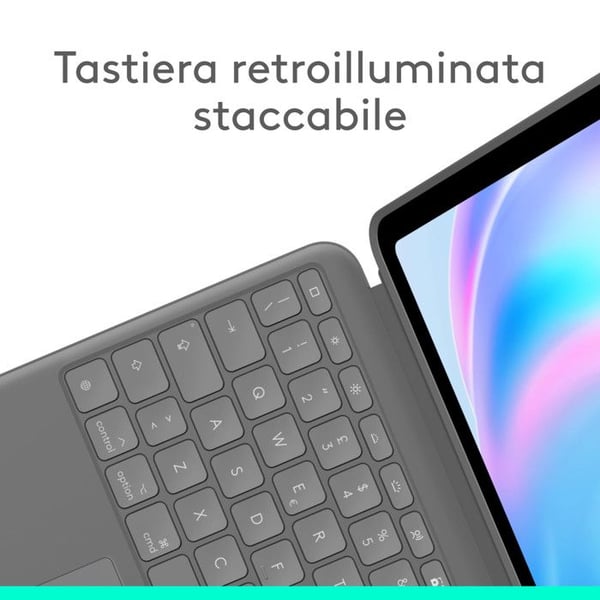Logitech Combo Touch -kuori näppäimistöllä iPad Air 13" Taustavalaistu Harmaa