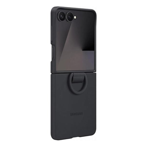 Coque og mobiltelefonetui til Samsung i silikone med selfie-ring Sort til Galaxy Z Flip 7