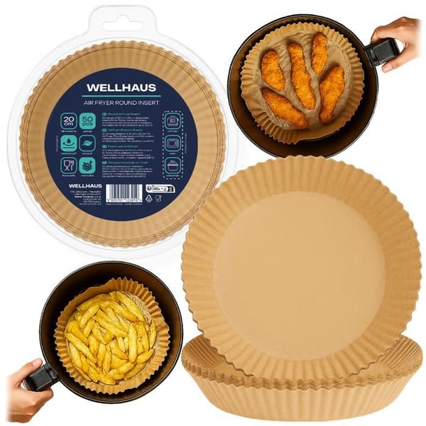Pappersfilter luftfritös - Wellhaus - 200 bitar - Nedbrytbara engångsfilter - Ø 20 cm