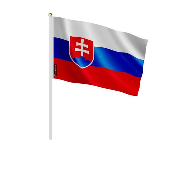 Set med mini-flaggor – Slovakien – 14 x 21 cm – Att hållas i handen – Polyester – 50 stycken – Pixelforma
