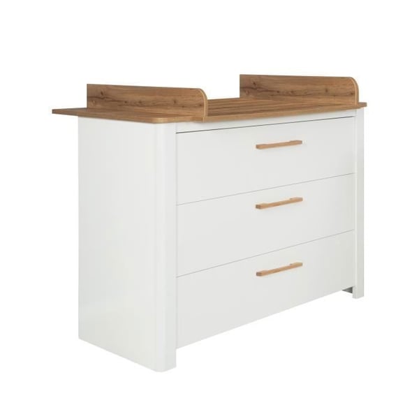 Skötbord ROBA Ava - 3 Lådor - Handtag i Massivt Trä - Vit - Eklook
