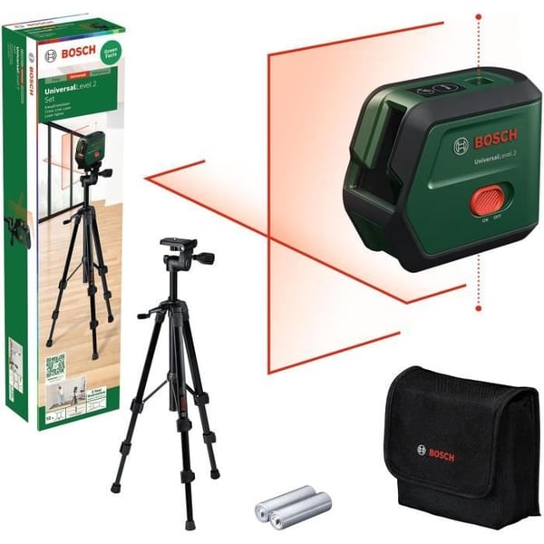 Niveau Laser - BOSCH - UniversalLevel 2 - Præcision 0,5 mm - Rækkevidde 10 m - Stativ inkluderet
