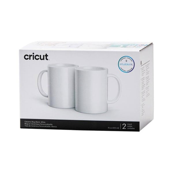 Keramikkmugg - Cricut - 15oz - Vit - 2/Pkg - Cylindrisk