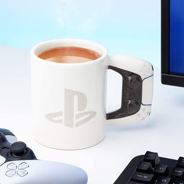 Krus - PlayStation - PS5 - Hvid - 550 ml - Porcelæn - Keramik - Cylindrisk