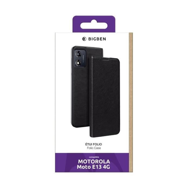 Foliofodral - BIGBEN CONNECTED - Motorola E13 4G - Svart - Flik - Videostöd
