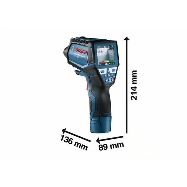 Bosch Professional GIS 1000 C termisk detektor med 12V 2,0Ah batteri, Quickstart kort, USB kabel, i L-Boxx - 0601083301