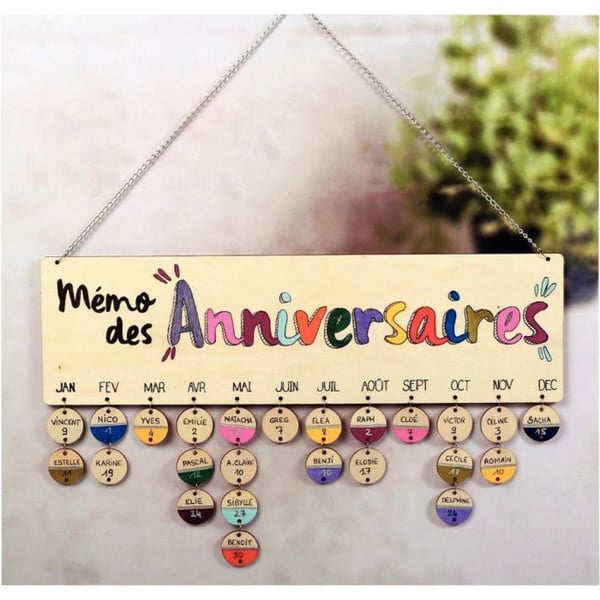 MégaCréa DIY - Träminneskalender för födelsedagar 42 x 12 cm