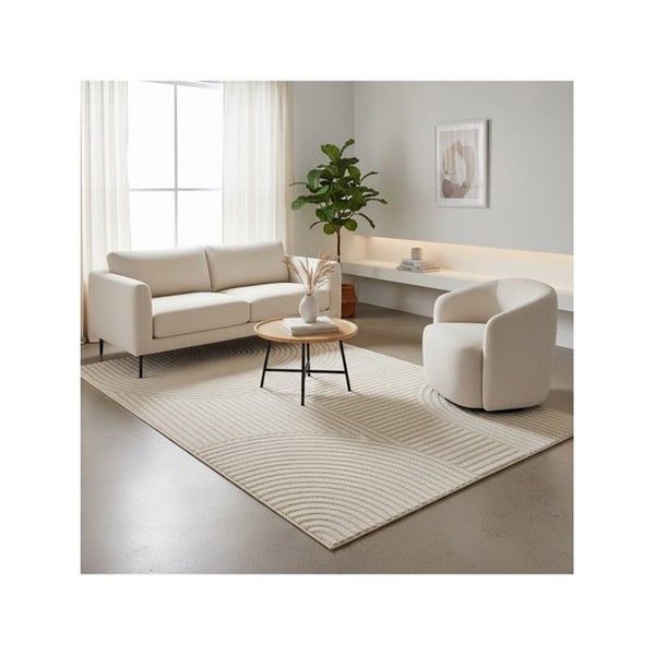 Matta - MELIS HOME - Grafisk relief - Beige - 200 x 290 cm - Skulpterad textur