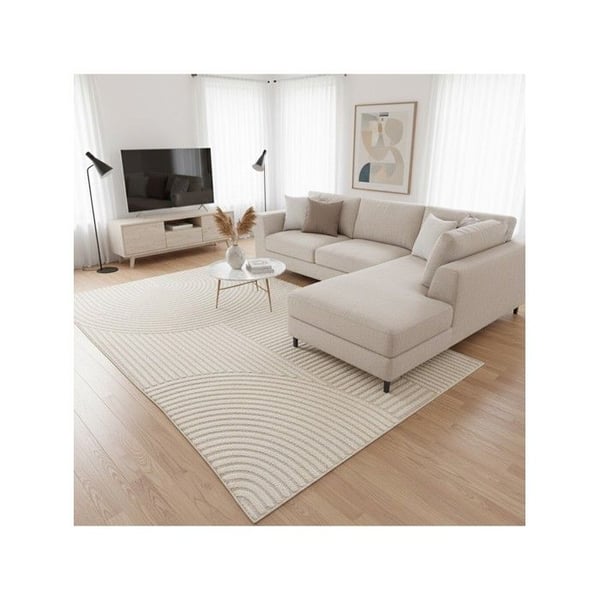 Matta - MELIS HOME - Grafisk relief - Beige - 200 x 290 cm - Skulpterad textur