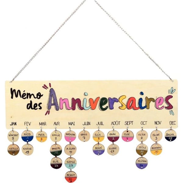 MégaCréa DIY - Träminneskalender för födelsedagar 42 x 12 cm