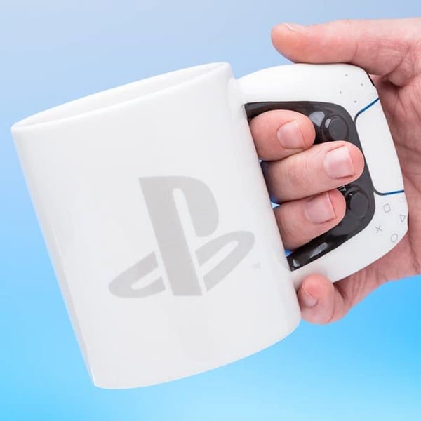 Krus - PlayStation - PS5 - Hvid - 550 ml - Porcelæn - Keramik - Cylindrisk