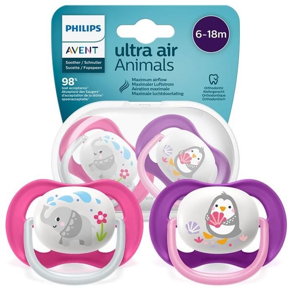 Silikonsnuttar för bebisar - Philips Avent - Ultra Air 6-18m SCF08008 - maximal ventilation för känslig hud