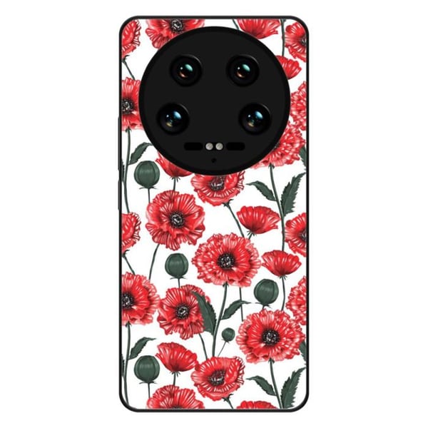 Siliconförstärkt skal med tryck kompatibelt med Xiaomi 14 Ultra Vallmo blommor