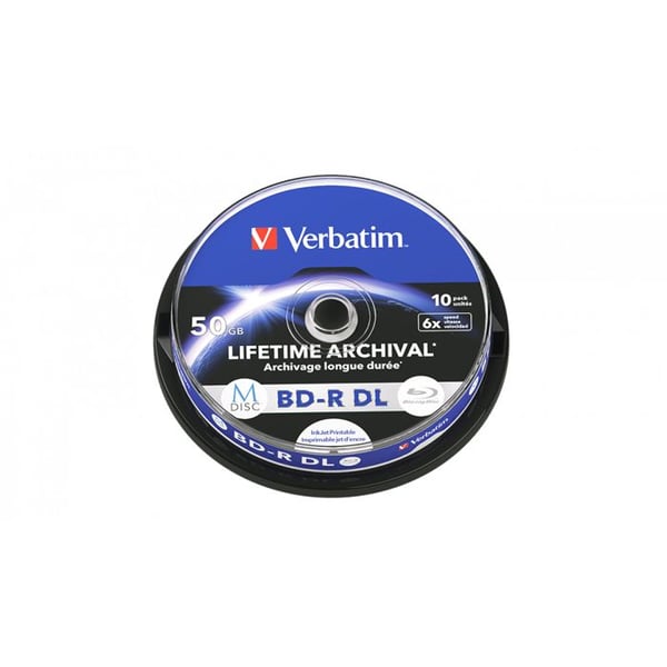 BD-R DL-skiva (M-Disc) - VERBATIM - M-Disc - 10 enheter - 50 Go - 6x tryckbar yta