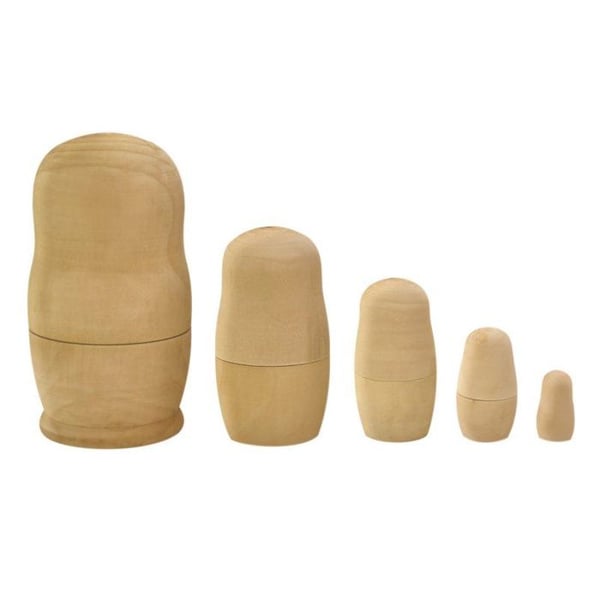 MégaCréa DIY - Matryoshka i trä 5 ryska dockor att dekorera 2,5 till 11 cm