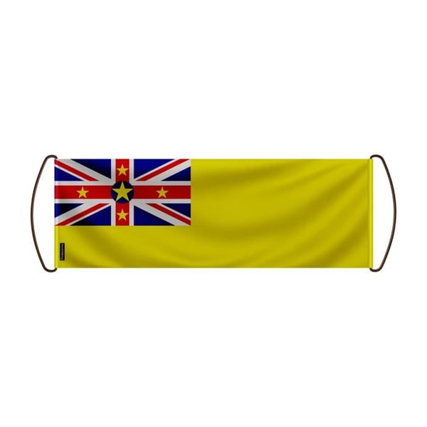 Rullbanner – Niueflagga – 24 x 70 cm – Polyester – Handflagga – Pixelforma