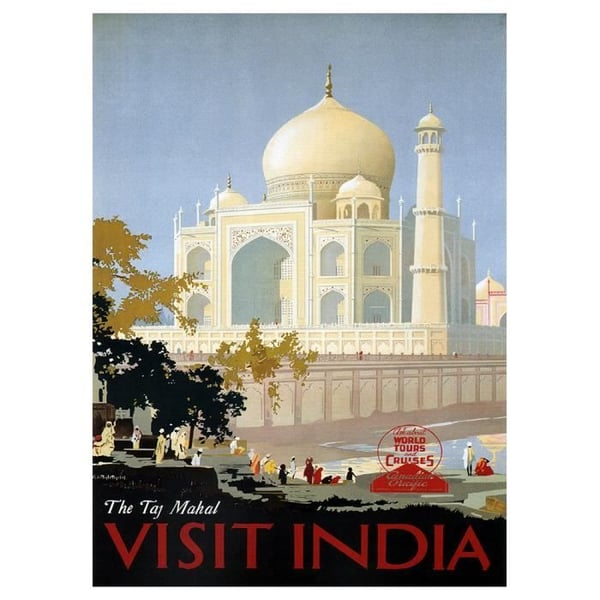 Legendarte - Vintage Tourist Poster Visit India - Målning, tryck på duk cm. 50x70