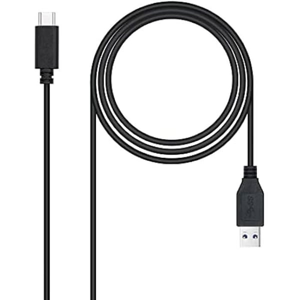 Nanokabel 10.01.4002 - USB 3.1-kabel, Gen2 10 Gbps 3A, Typ USB-C/M-A-M/M, svart, 2 m
