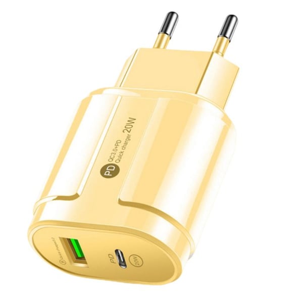Laddare 20W USB Quickcharge 3.0 / Power Delivery USB Type-C Gul