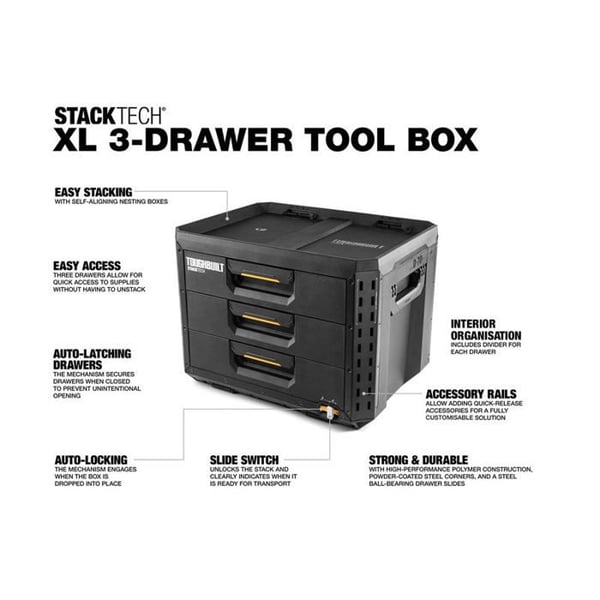 Boite XL 3 skuffer StackTech TOUGHBUILT TB-B1-D-70-3-BEA