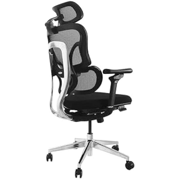 Ergonomisk Kontorsstol - EQUIP - Modell med 4D Huvudstöd - Justerbart Ryggstöd - Svart