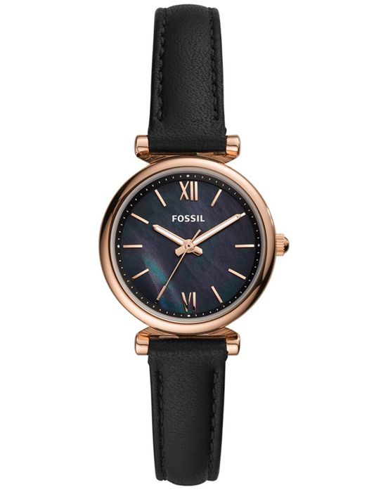 Damklocka - Fossil - ES4700 Mini Carlie - Svart Läder - Kvarts - Vattentålig 30m