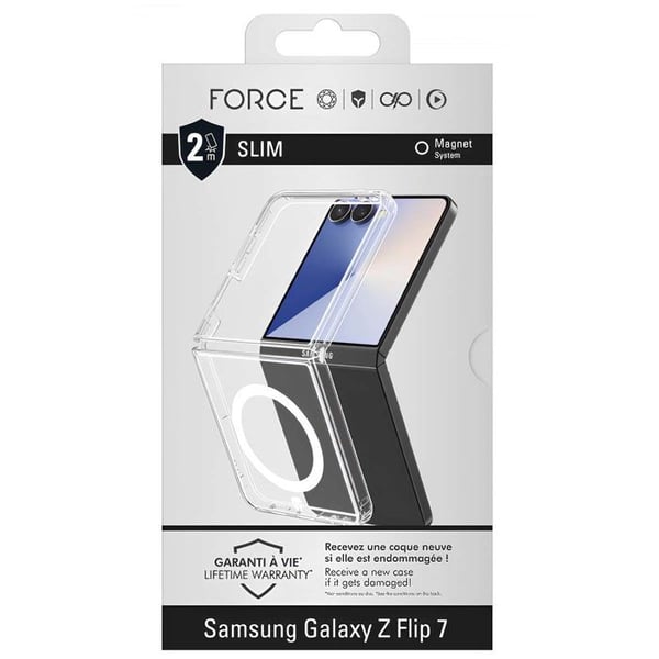 MagSafe-fodral - FORCE CASE - Galaxy Z Flip 7 - Slim - Transparent - Motstånd 2m
