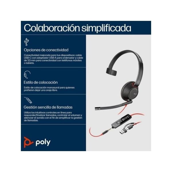 HP Poly Blackwire 5210 Monoaural