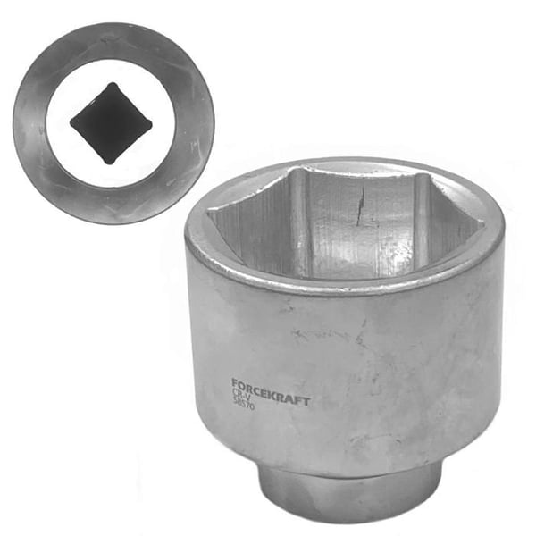 Sexkantig hylsa - FORCEKRAFT - 50 mm - Fäste 1" - Stål CrV - Korrosionsbeständig