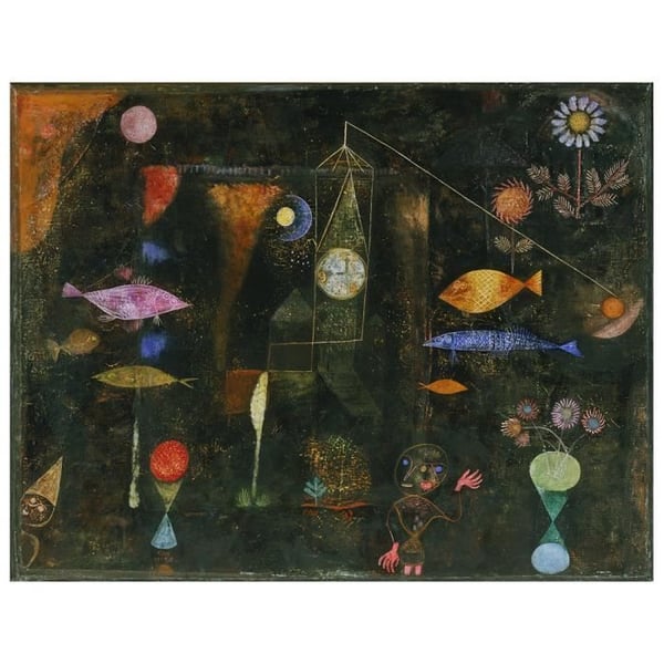 Legendarte - Målning, tryck på duk - Magic Of Fishes - Paul Klee cm. 60x80