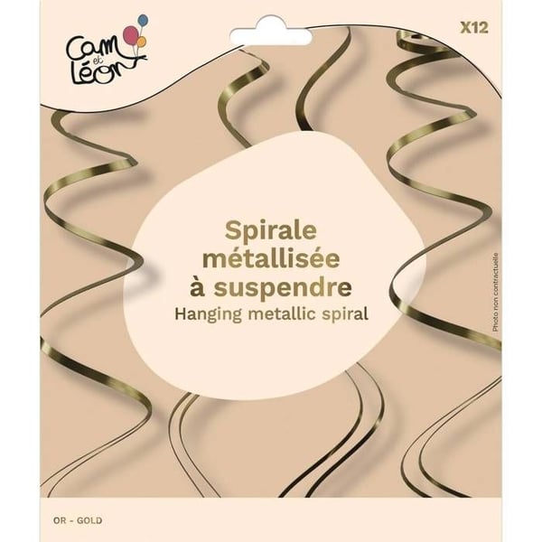 C&L Metalliserad spiral att hänga - 12-pack - guld