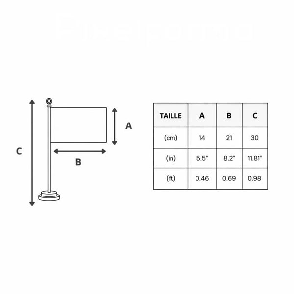 Flagga kontor för Brittiska Indiska Oceanen – 14 x 21 cm – Polyester – Sockel i rostfritt stål – Pixelforma