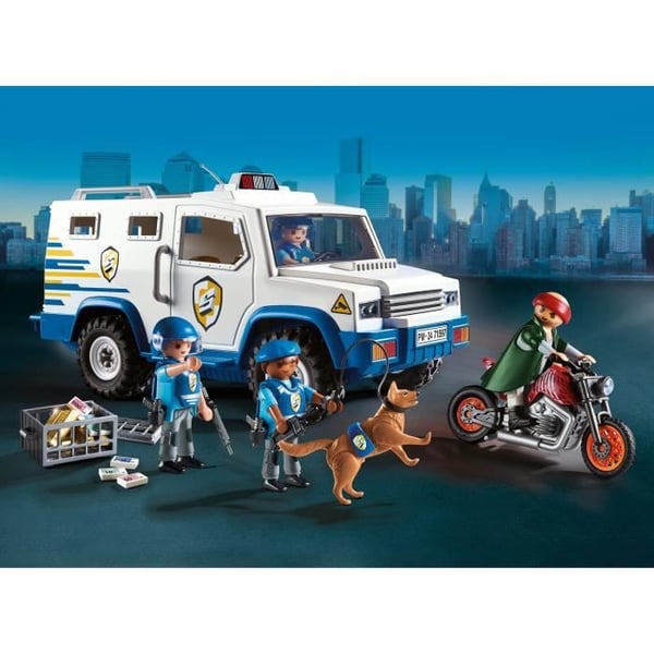 PLAYMOBIL 71597 Panservogn med pengetransportører, Action Heroes, Politimænd, 84 stykker, fra 4 år og opefter