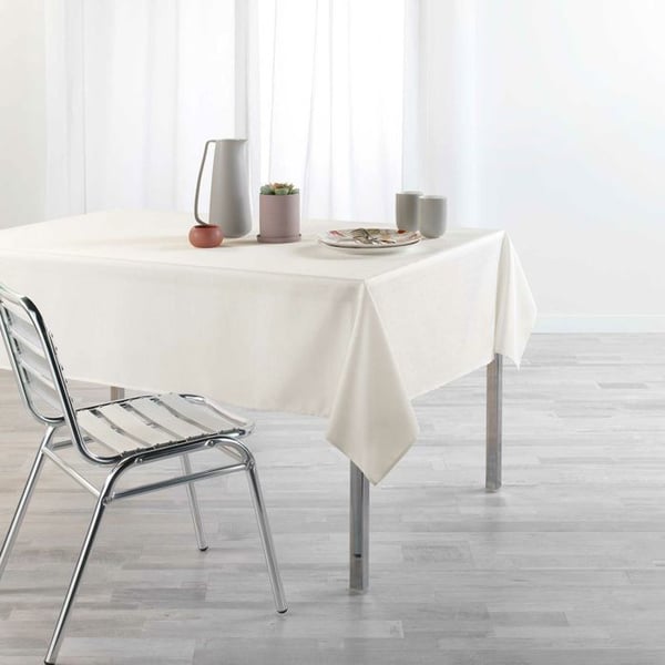 Rektangulär duk 140 x 250 cm – Chambray Uni Belagd – Newton Crème