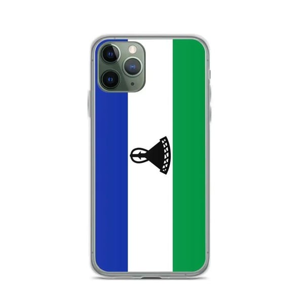 Mobilskal – Lesotho Flagga – Kompatibel med iPhone 11 Pro – Flexibelt fodral – Slittåligt och Stötsäkert – Silikon – Pixelforma