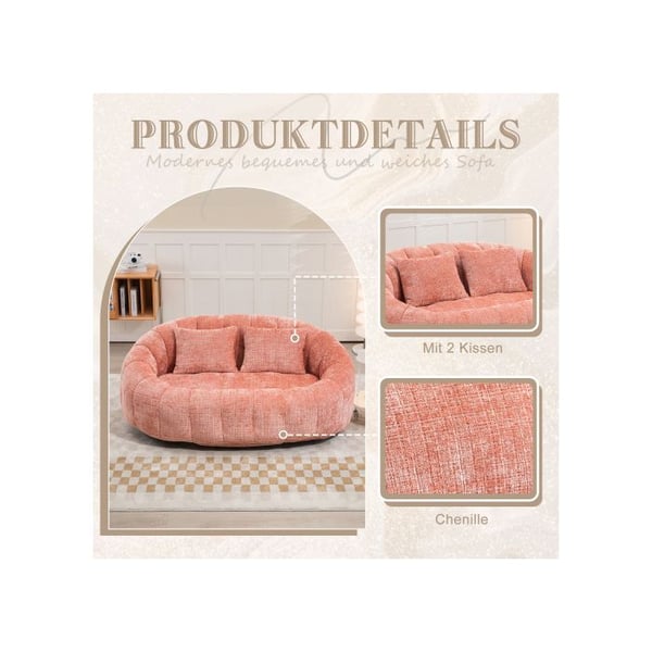 Sofa - MUVOE - To-personers sofa - Chenille - Lyserød - Holdbart Komfort