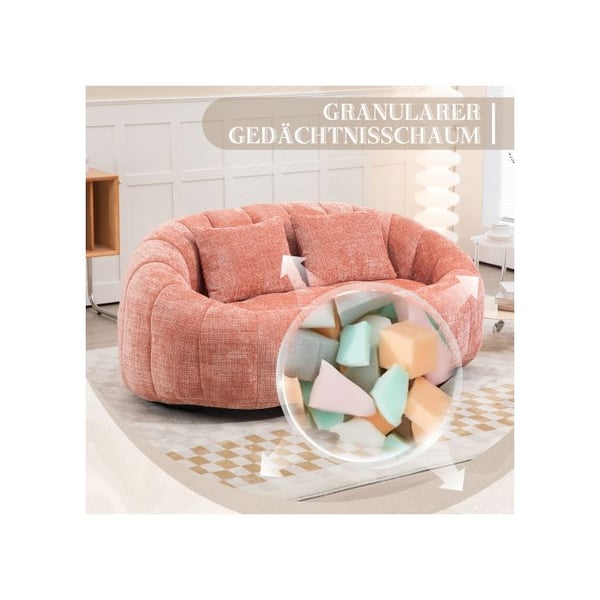 Sofa - MUVOE - To-personers sofa - Chenille - Lyserød - Holdbart Komfort