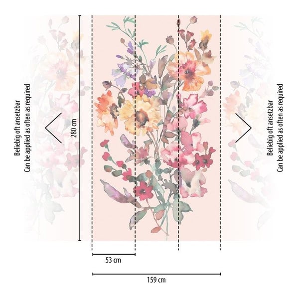 A.S. Creation Fototapet 8.80 x 0.53 m Livingwalls Blommig tapet Ros 791453 Floral CosmoLiving av Cosmopolitan