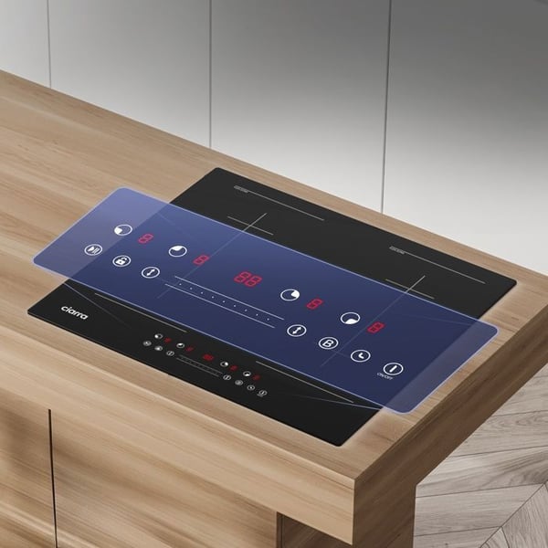 CIARRA Induktionshäll 4 zoner 2 modulförstärkare 7200W Barnsäkerhetstimer 59cm Sensitive Touch Svart glas