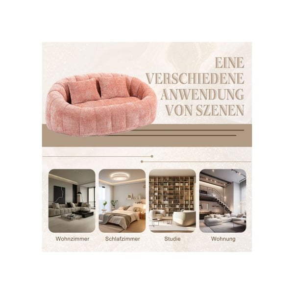 Sofa - MUVOE - To-personers sofa - Chenille - Lyserød - Holdbart Komfort