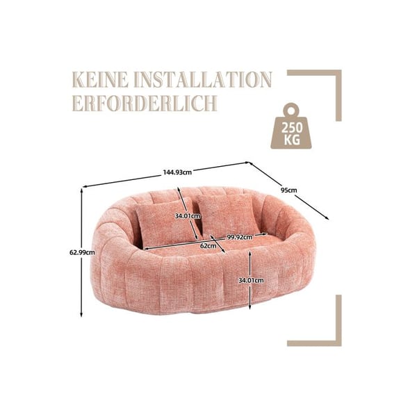 Sofa - MUVOE - To-personers sofa - Chenille - Lyserød - Holdbart Komfort