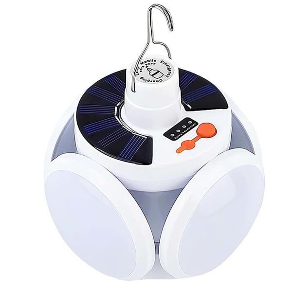 Lampa - AVIZAR - Fällbar uppladdningsbar USB/solarlampa LED SMD 3W - Vit - Hängkrok - Autonomi 6-12h