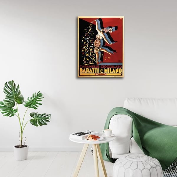 Legendarte - Vintage Baratti & Milano reklamaffisch - målning, tryck på duk cm. 50x70