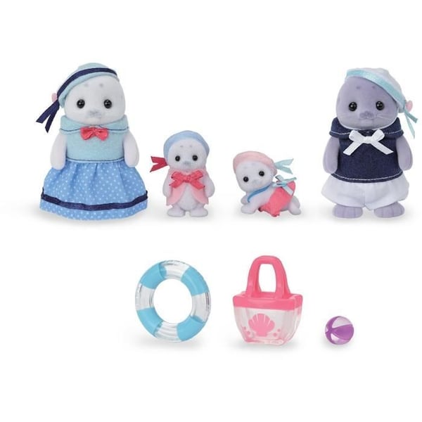 Ledad familj - SYLVANIAN FAMILIES - Sälfamilj - 4 karaktärer och strandtillbehör
