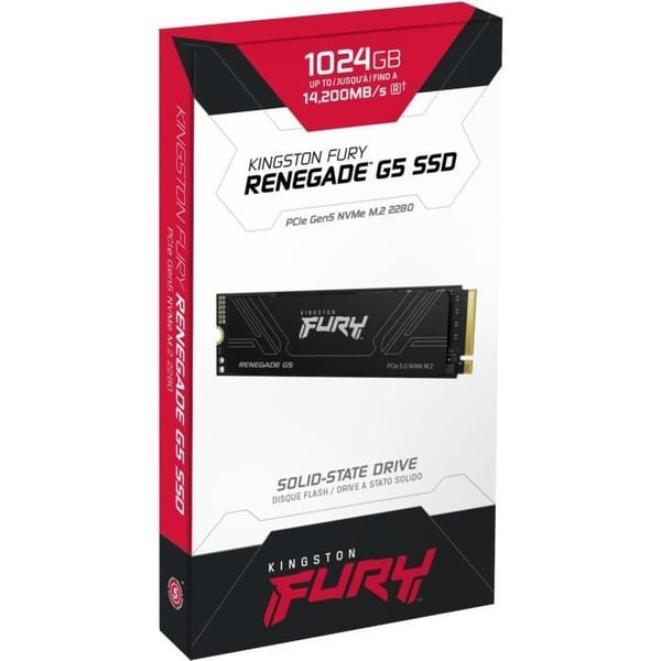 KINGSTON - FURY Renegade G5 - Intern SSD - 1 To - M.2 2280 - PCI Express 5.0 x4 (NVMe) - Læsning op til 10 000 Mo/s